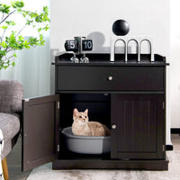Tangkula Litter Box Enclosure, Cat Litter Box Furniture Hidden with Large Drawer, 2 Doors