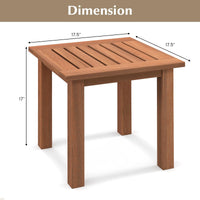 Tangkula Square Outdoor Side Table w/Slatted Tabletop