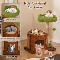 Arbre à chat en bois massif Tangkula avec poteau et tapis à griffer en jute