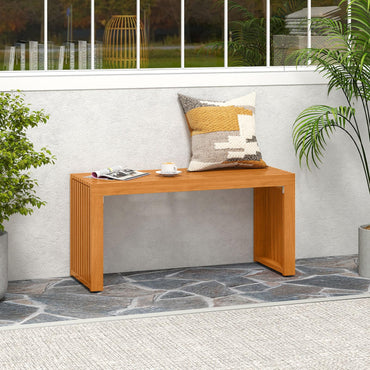 Tangkula 36” Outdoor All Slat Wood Bench for 2 People