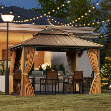 TANGKULA 12 X 10 FT Hardtop Gazebo w/Netting, Curtain