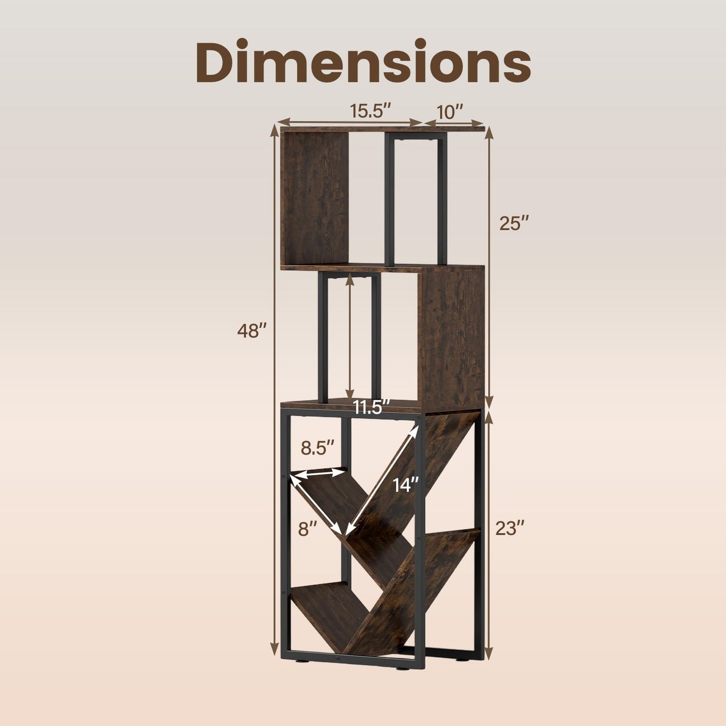 Tangkula 6-Tier Bookshelf for Living Room Home Office