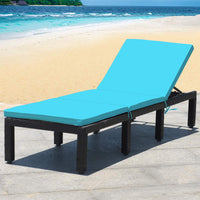 Patio Wicker Lounge Chair, Outdoor Rattan Adjustable Reclining Backrest Lounger Chair