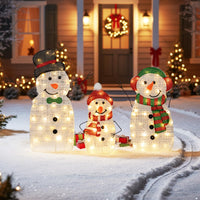 Tangkula 3 Piece Christmas Lighted Snowman Family Decoration
