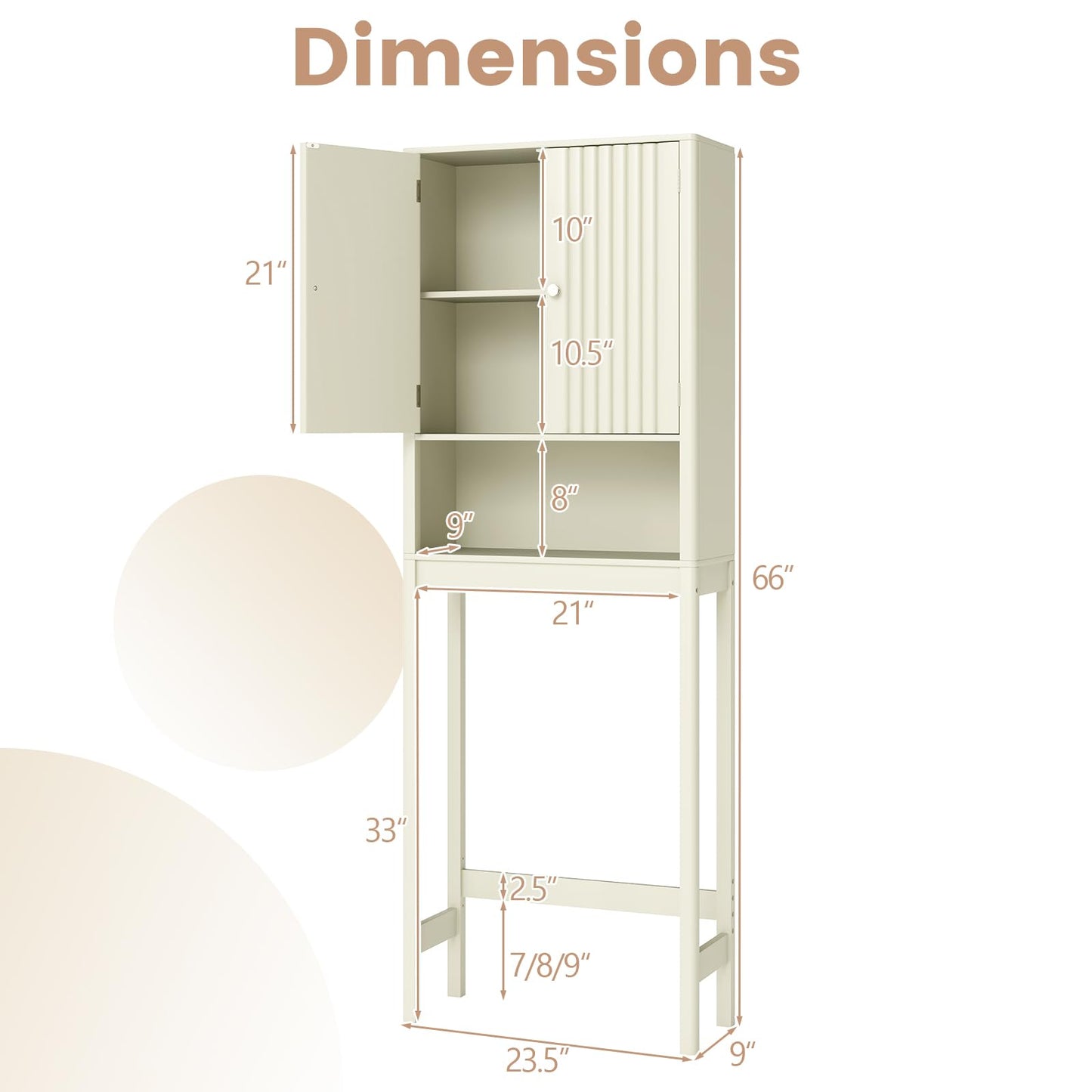 Tangkula Over The Toilet Storage Cabinet with Fluted Doors