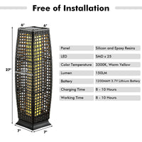 Tangkula 2-Piece Outdoor Solar Powered Floor Lamps, IP65 Waterproof Wicker Floor Lamps with Auto On/Off LED Light