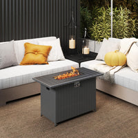 Tangkula 44.5 Inch Propane Fire Pit Table Rattan Gas 2-in-1 with Stainless Steel Burner