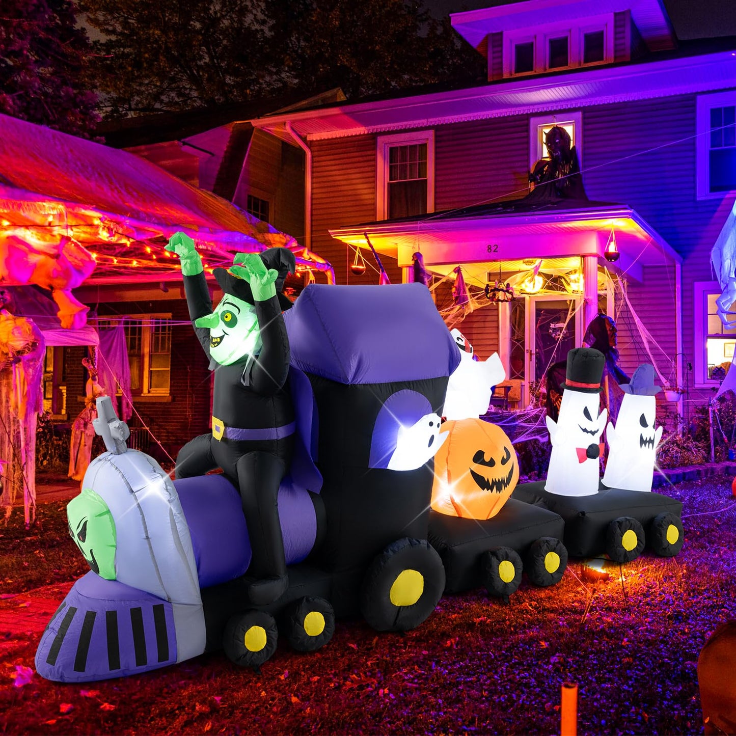 Tangkula 8.2 ft Long Halloween Inflatable Train