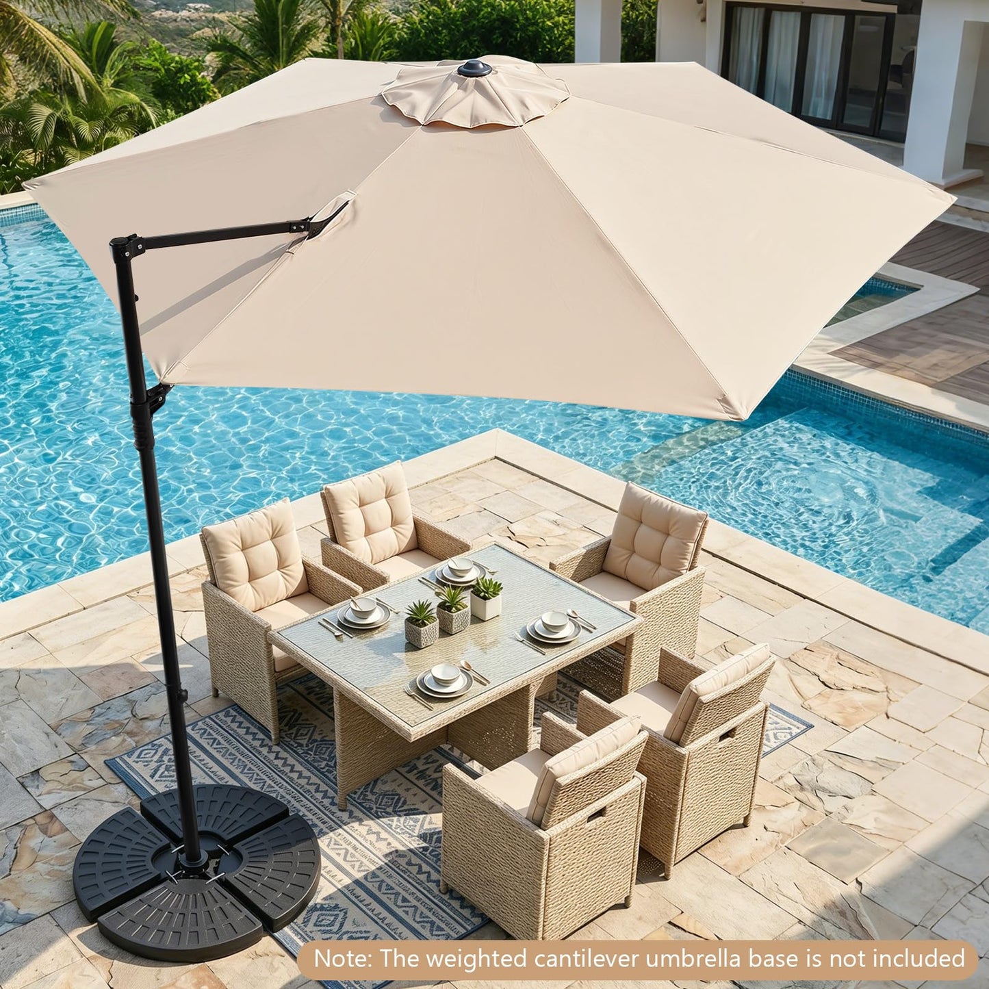 Tangkula 10 FT Patio Umbrella | Cantilever Offset Outdoor Umbrella with 360-Degree Rotation