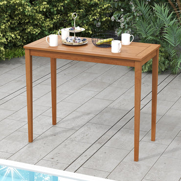 Tangkula Outdoor Eucalyptus Wood Bar Table