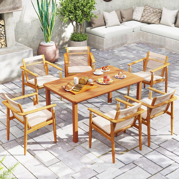 Tangkula Patio Dining Table with Umbrella Hole