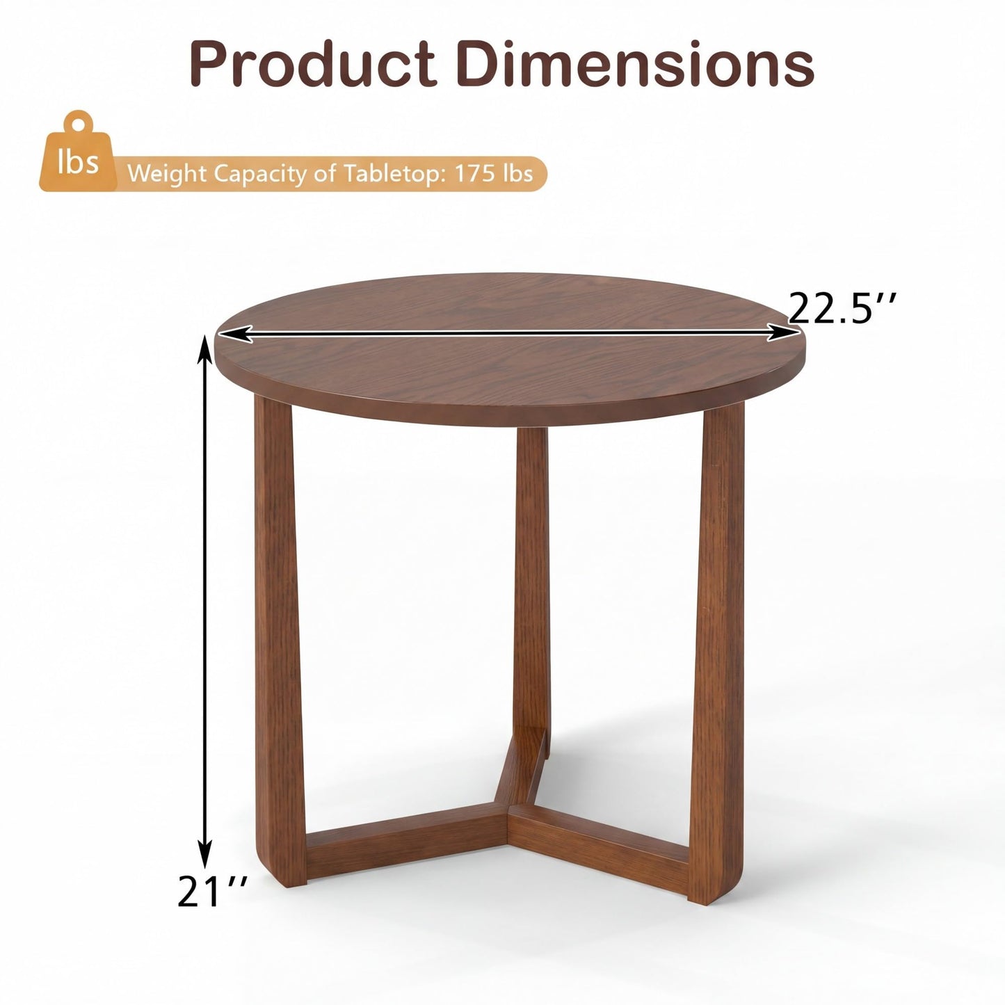 Tangkula Farmhouse 22.5" Round End Table with Solid Rubber Wood Legs (1/2)