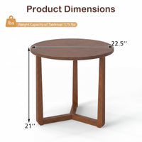 Tangkula Farmhouse 22.5" Round End Table with Solid Rubber Wood Legs (1/2)