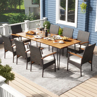 Tangkula 9 Pieces Outdoor Patio Dining Set（Mix Brown）