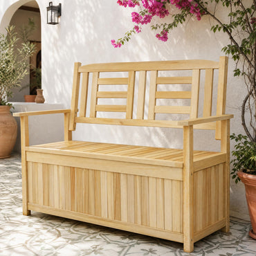 Banc de rangement d'extérieur en bois Tangkula pour jardin