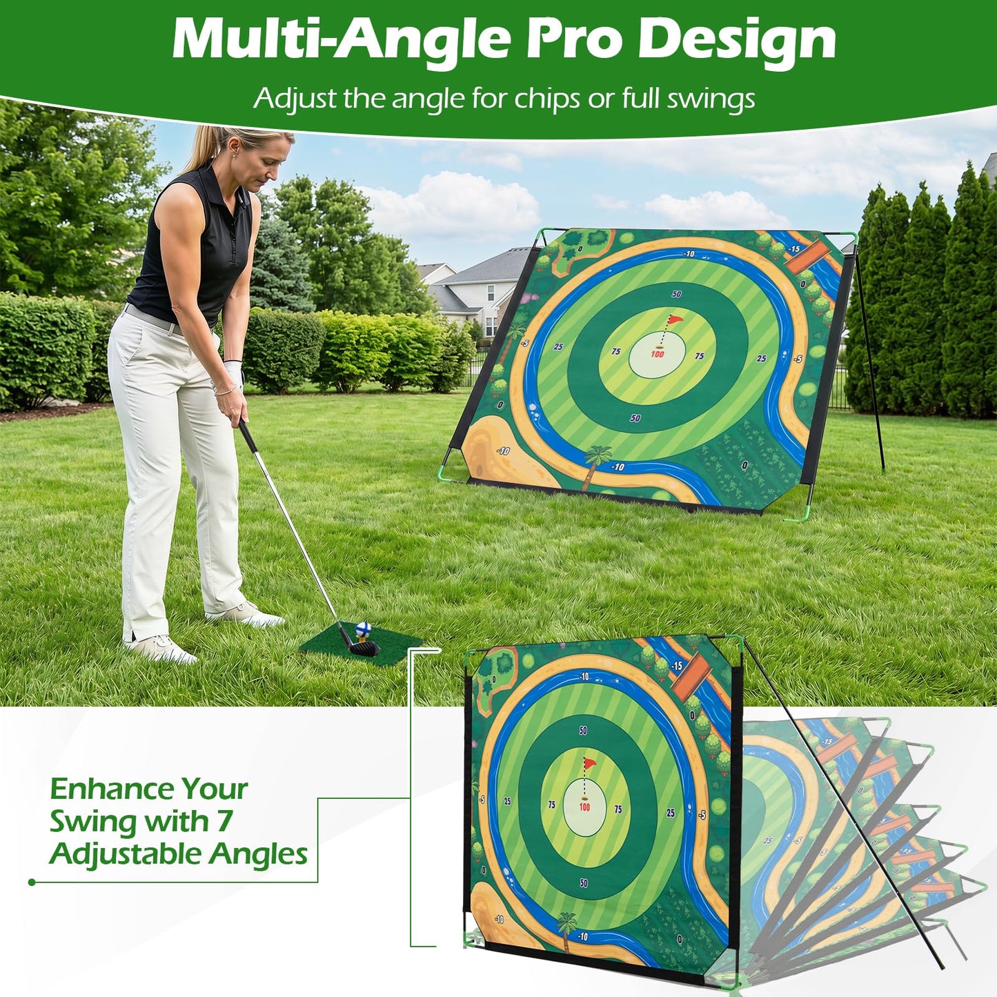 Tangkula Golf Chipping Game Set with Carry Bag 6 FT Large Golf Target Mat
