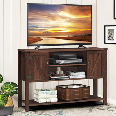 Tangkula TV Stand up to 60 Inches TVs with 2 Side Door Cabinets