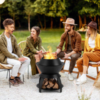 Tangkula Outdoor Fire Pit, 20 Inch Metal Fire Bowl with Pot Holder & Storage Shelf, Smokeless Oxygen-Enriched Burning
