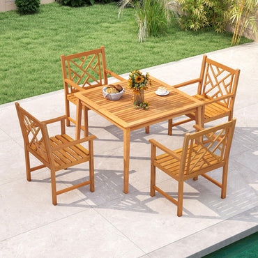 Tangkula 5 Pieces Patio Dining Set with 1.96” Umbrella Hole and 4 Chairs