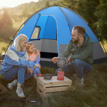 Tangkula 3 Person Outdoor Camping Tent, Waterproof Family Tent w/Removable Floor Mat