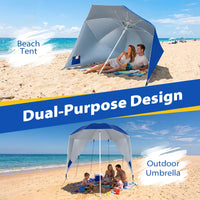 Tangkula 6.5 FT 2-In-1 Beach Umbrella with Shade for Sand | Beach Tent