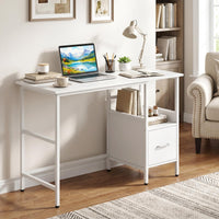 Tangkula White Desk with Storage Drawer & Shelf