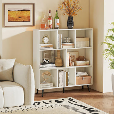 Tangkula 8-Cube Bookcase with 5 Tapered Metal Legs & 2 Anti-Tip Kit