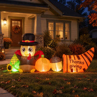 Tangkula 8.3 FT Thanksgiving Inflatable Turkey with Built-in LED Lights