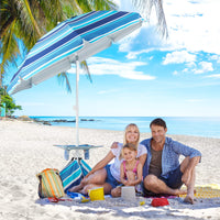 Tangkula 6.5 FT Beach Umbrella with Table, Windproof Ventilated Sunshade Shelter with Tilt Mechanism