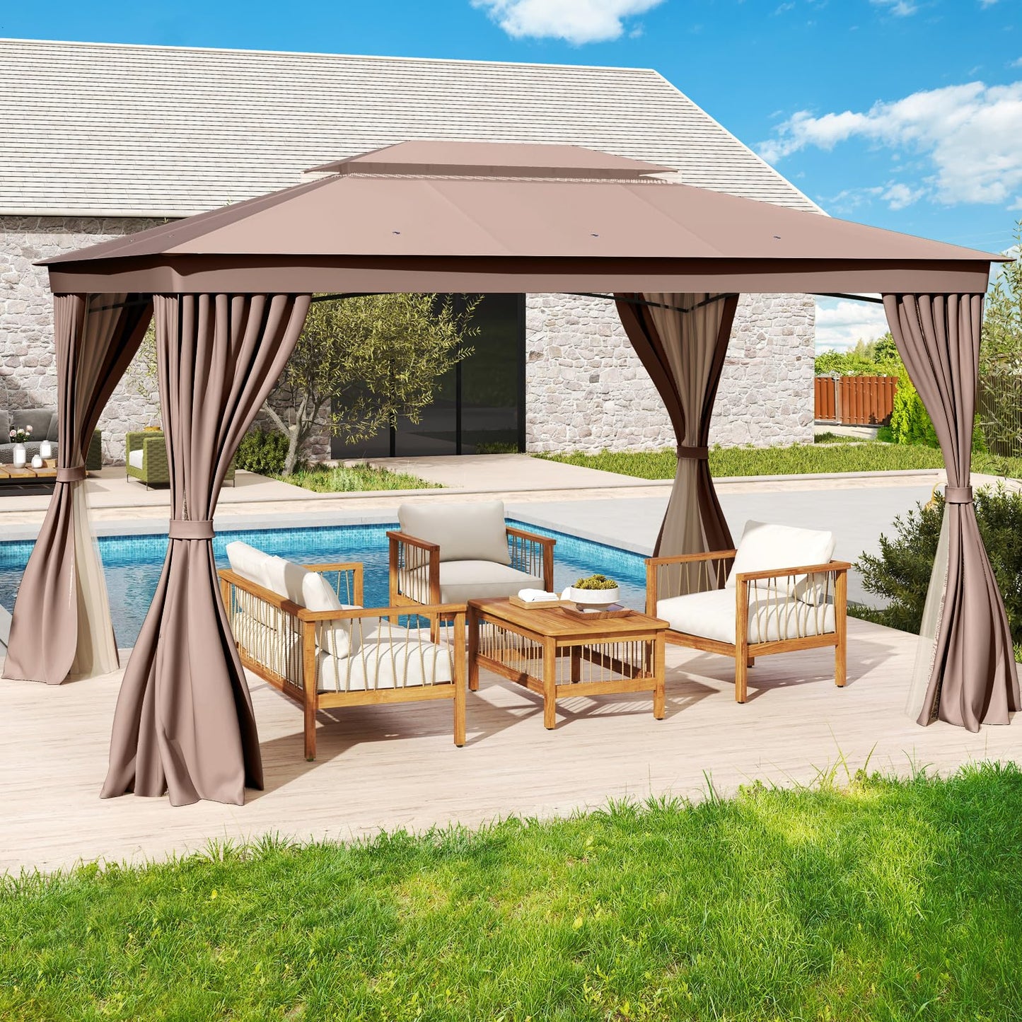 Tangkula 10x13 FT Outoor Gazebo Heavy-Duty Metal Frame