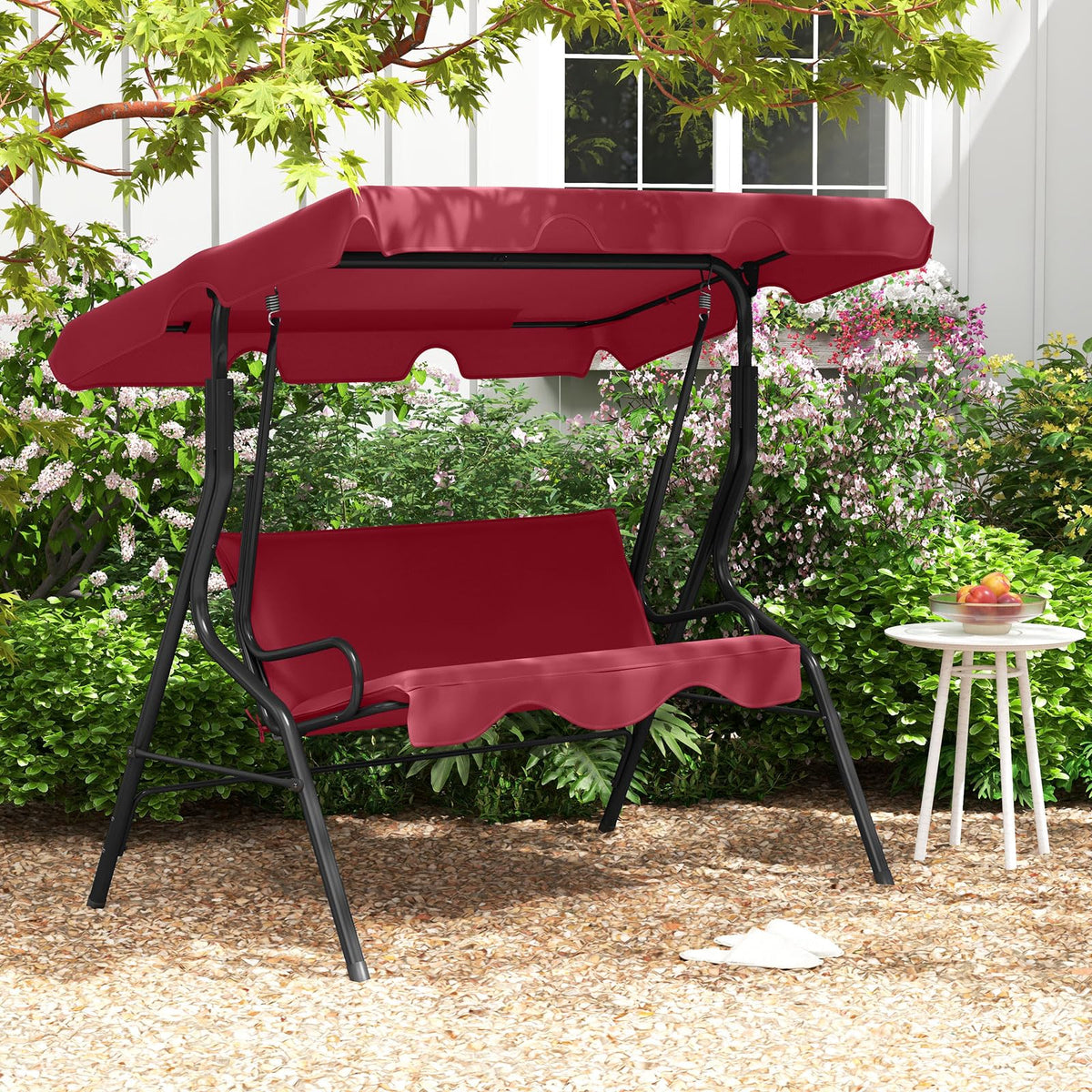Tangkula 3 Person Porch Swing with Cushions & Canopy