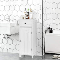 Bathroom Floor Cabinet, Wooden Side Storage Organizer Unit