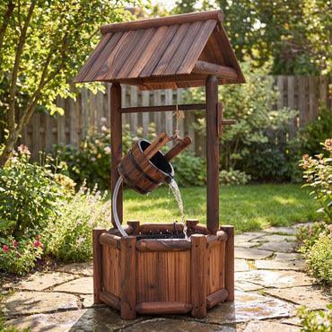 Tangkula Outdoor Wishing Well Water Fountain (20" x 23" x 46")