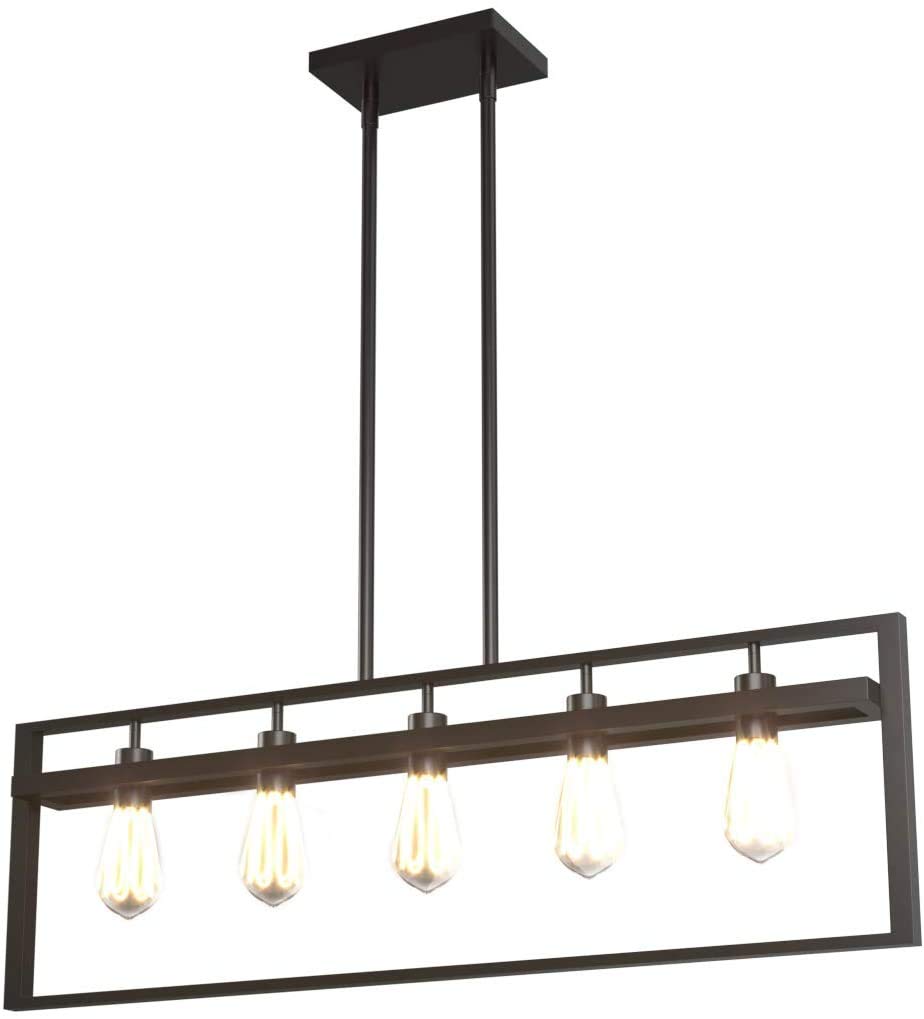 Tangkula 5-Light Island Lighting, Modern Style Domestic Linear Pendant Light Fixture