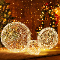 Tangkula Lot de 3 boules lumineuses de Noël avec 3 couleurs d'éclairage