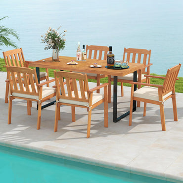 Tangkula 7 Pieces Patio Dining Table Set for Garden Backyard Kitchen