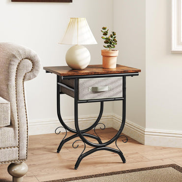 Tangkula Nightstand with Fabric Drawer for Bedroom Living Room Small Space