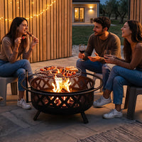 Tangkula Outdoor Round Wood Burning Fire Pit(30/36 in)