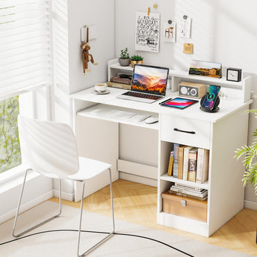 Tangkula Computer Desk with Drawer & Keyboard Tray