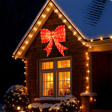 Décoration de nœud de Noël lumineux Tangkula 37 po