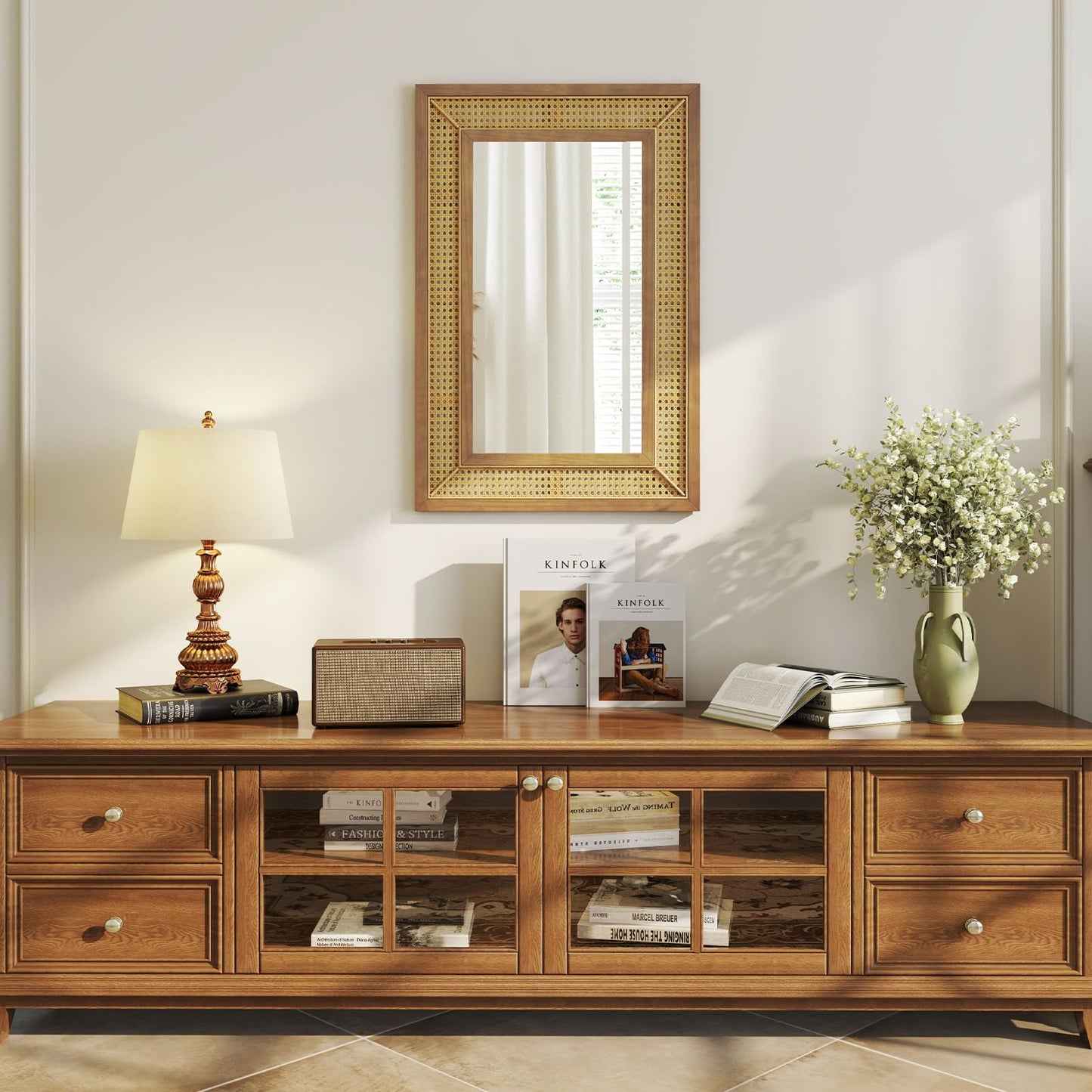 Miroir mural en rotin Tangkula (36"L x 24"l)