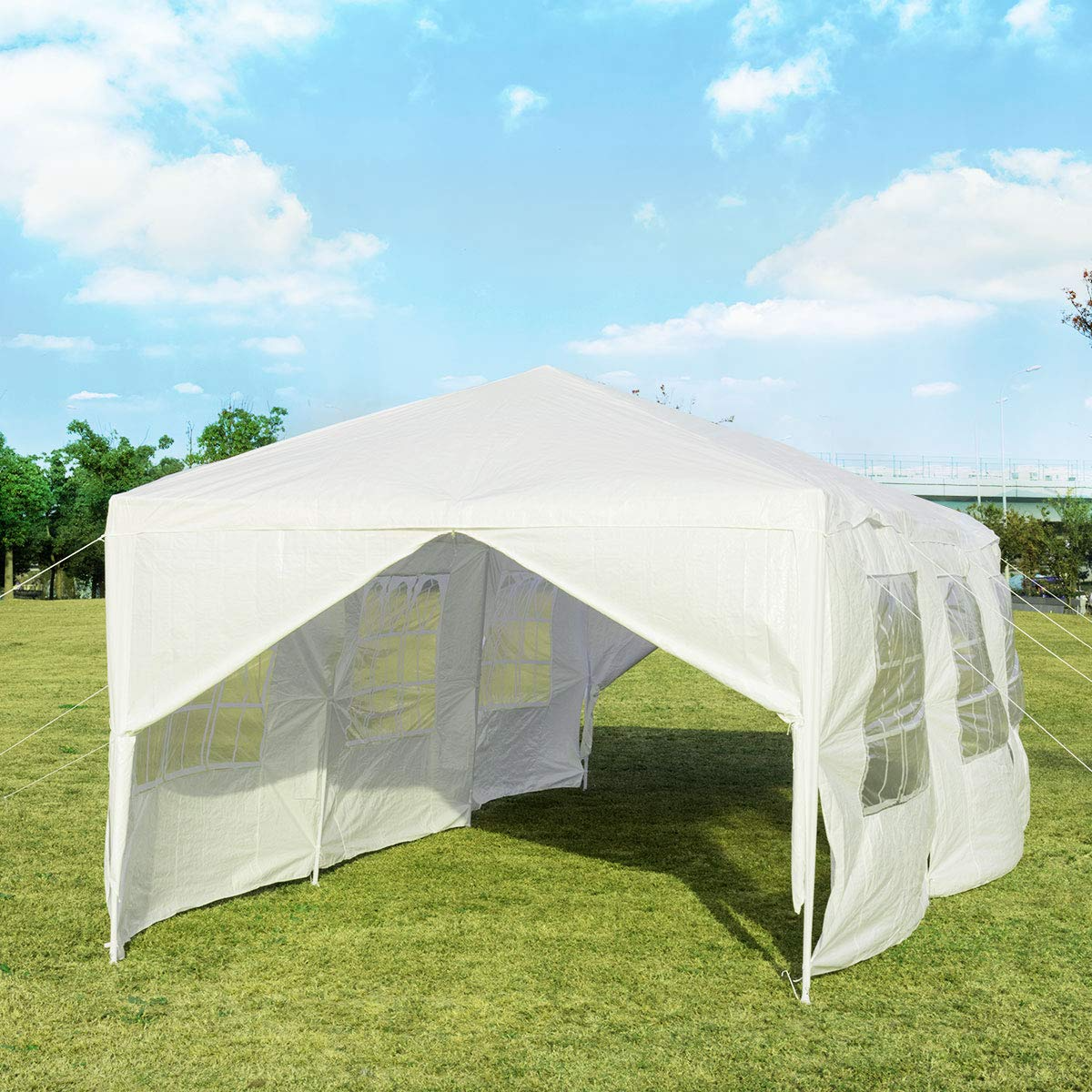 Tangkula 10' x 30' Outdoor Waterproof Gazebo Canopy w/ 6 Removable Sidewalls and 2 Doorways