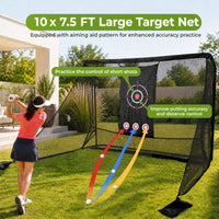 Tangkula 10 FT x 7.4 FT Golf Practice Hitting Net with Carry Bag