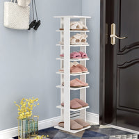 Tangkula 7 Tier Vertical Shoe Rack, Wooden Entryway Narrow Shoe Storage Stand