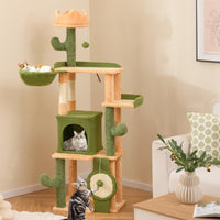 Tangkula Cactus Cat Tree, 63 Inch Multi-Level Tall Cat Tower with Sisal Scratching Posts & Board