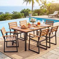 Tangkula Acacia Wood Outdoor Dining Chairs Set