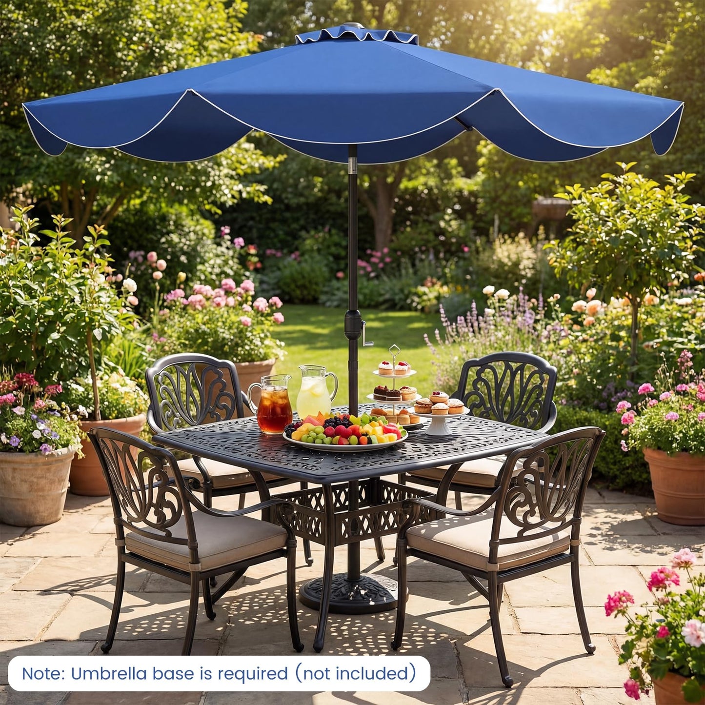 Parasol de terrasse Tangkula 2,7 m, parasol d'extérieur avec manivelle, inclinaison par bouton-poussoir, parasol de plage à 2 niveaux avec toile de protection solaire