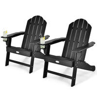 Tangkula Adirondack Chair Outdoor, Fade Resistant HDPE Armchairs with Cup Holder