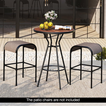Tangkula 3 PCS Outdoor Bar Table Set, 28” Round Bar Height Table with 2 Bar Stools