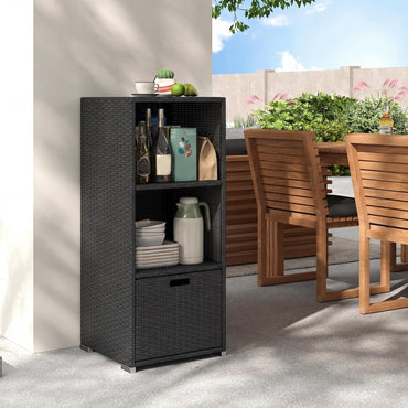 Tangkula Rattan Outdoor Storage Cabinet